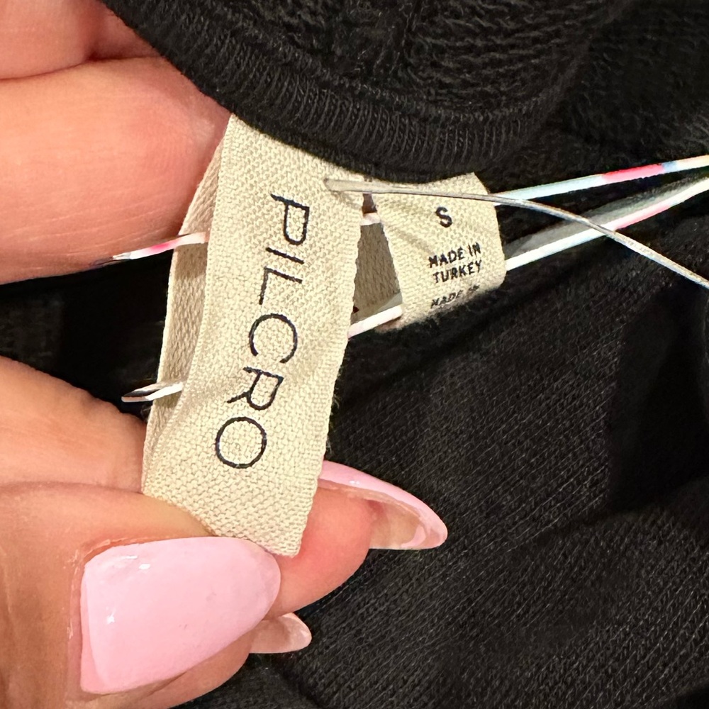 Anthropologie Black Hooded Sweatshirt with Tulle Hem - Picture 8 of 11